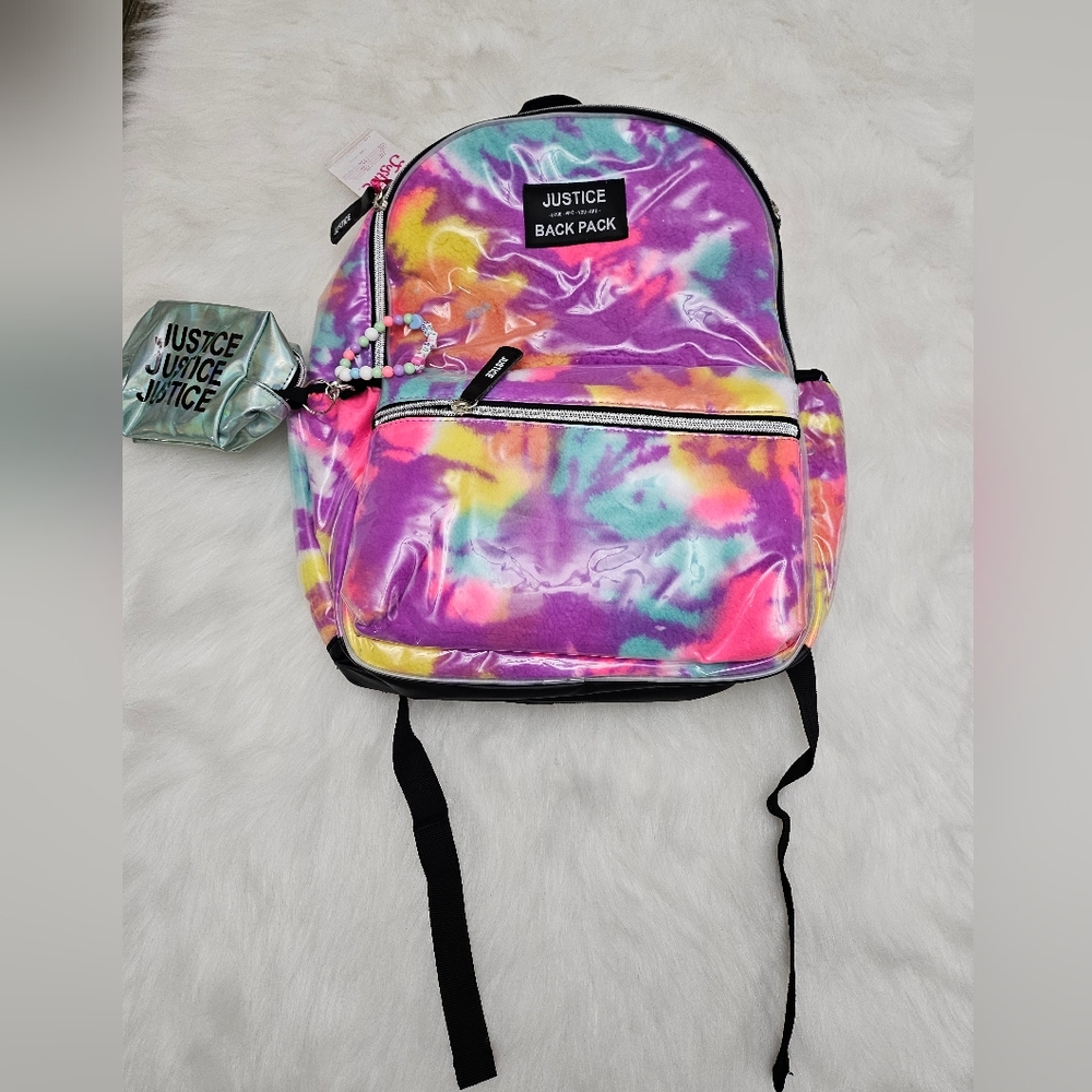 Justice• 3 Piece• 17"• Backpack Set• Tie Dye Sherpa• Purple• New!!